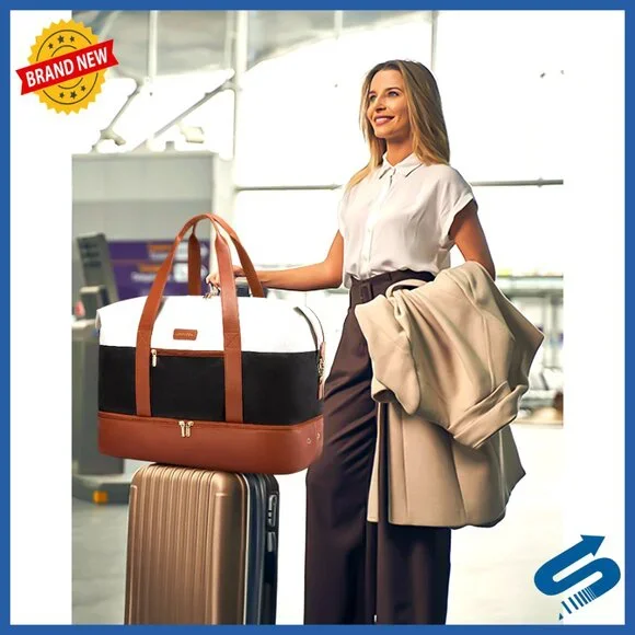 Large Travel Duffel Bag with Packing Cubes Shoe Compartment Weekender Carry On - Picture 7 of 7